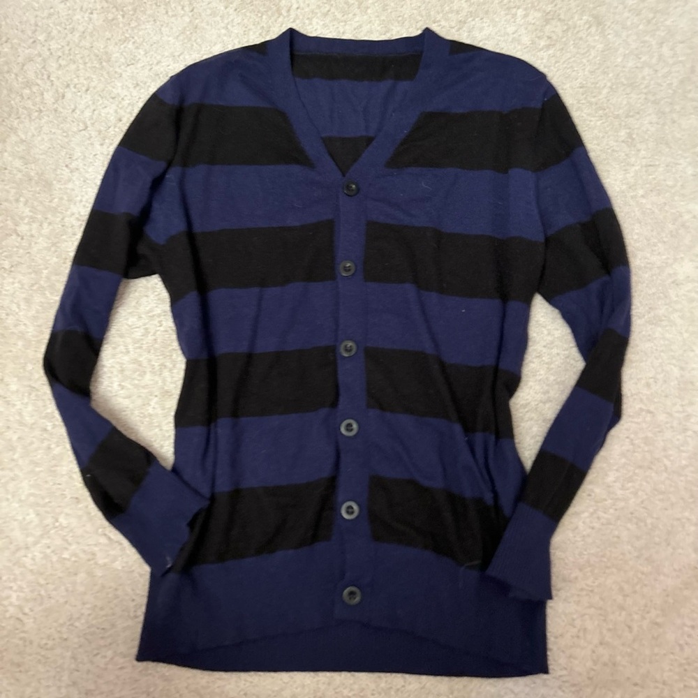 LAST CALL! navy striped horror protagonist cardigan